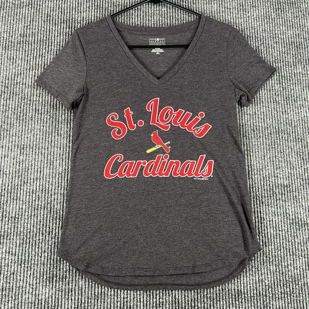 St. Louis Cardinals Womens Shirt‎ XS Extra Small Gray Short Sleeve MLB